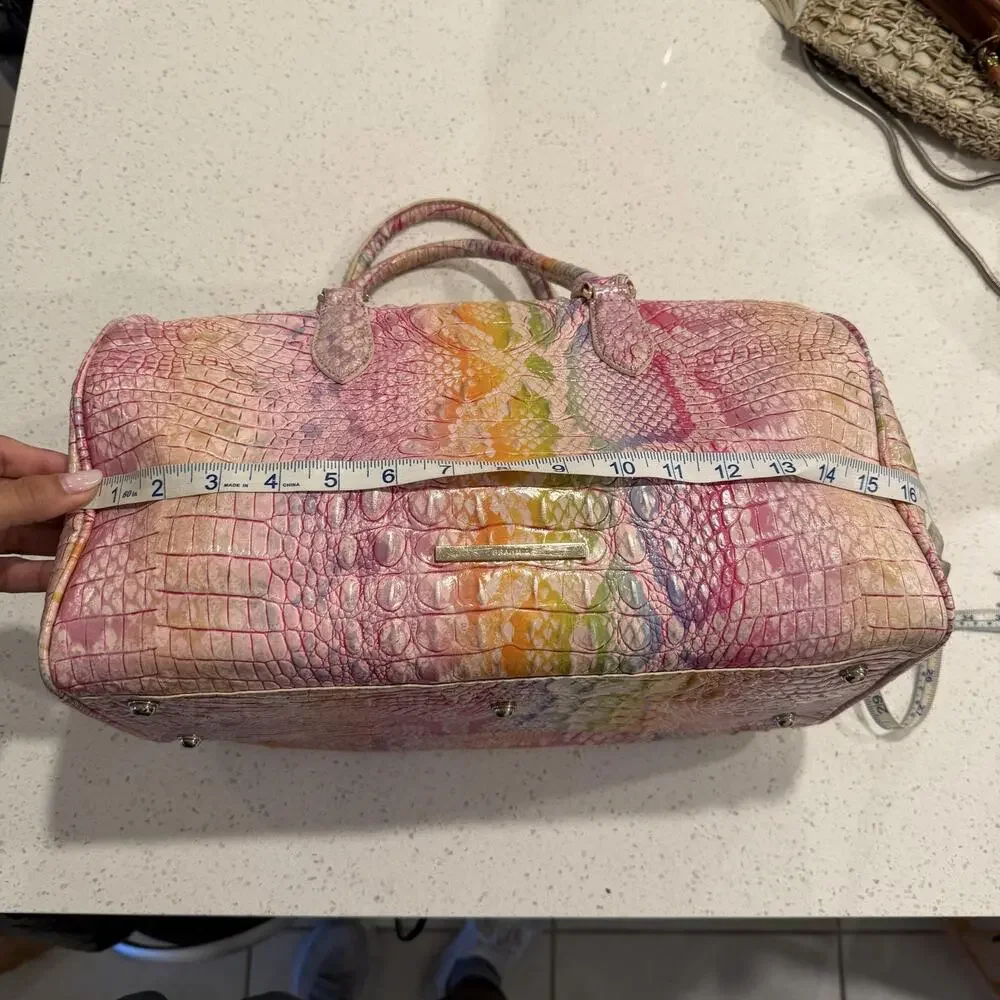Brahmin Spencer Optimism Melbourne Weekender Leather Satchel Bag Croc Travel